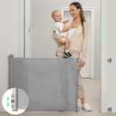 Momcozy Retractable Mesh Baby Gate or Dog Gate, Child Safety Gate for Indoor or Outdoor, 33-inches Tall with up to 55-inches Wide Extension, Avoid Skirting Installation, Grey (Gray)