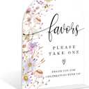 2 x Wedding Signs for Ceremony and Reception, Boho Floral Acrylic Favors Please Take One Sign, Wedding Signage with Stand, Bridal Shower Table Centerpieces, Supplies for Engagement Reception Party, 12, 6x8"
