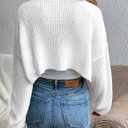 Women's Cardigan Shrugs Long Sleeve Knit Cropped Bolero Shrug Open Front Casual Cardigans for Dresses (White, S)