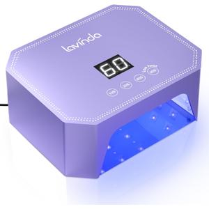 Lavinda 54W UV LED Nail Lamp Plug-in Gel Nail Light with LCD Display, 4 Timers, Auto Sensor, Dual Wavelength, Nail Dryer for Home & Salon Purple