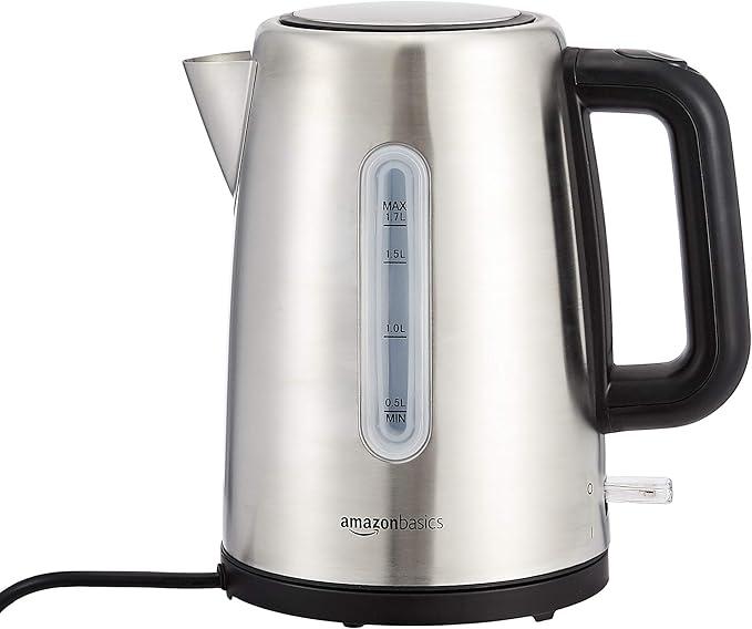 Amazon Basics Stainless Steel Portable Electric Hot Water Kettle - 1.7 liter, Silver