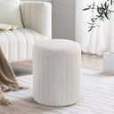 Get Set Style Modern Round Ottoman with Soft Padded Seat, Multifunctional Vanity Chairs for Makeup, Upholstered Footrest Stool Ottoman Foot Stool for Living Room, Bedroom