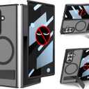 for Samsung Galaxy Z Fold 7 Case, Adjustable Metal Stand, Compatible with Most of Magsafe Accessories, Privacy Screen Protector, Ultra Thin & Slim, Translucent Clear Back Magnetic 2025, Black