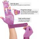 Duerer Arthritis Compression Gloves with Straps, Women Men for RSI, Carpal Tunnel, Rheumatoid, Tendonitis, Hand Pain, Hand Support. Fingerless Gloves for Computer Typing and Daily work (Purple, S) (Small (1 Pair))