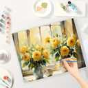 TAOPAOLAB Yellow Roses in Vase Paint by Numbers Kit for Adults - DIY Floral Window Scene Painting on Canvas 16x20 Inches, Acrylic Paint Set, Suitable for Beginners, Art for Home Decoration or Gifts