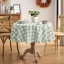 Checkered Tablecloth Rectangle Gingham Table Cloths Waterproof Wrinkle Free Buffalo Plaid Table Covers Washable for Dining, Parties & Outdoor Picnic(Sage Green,60" Round)