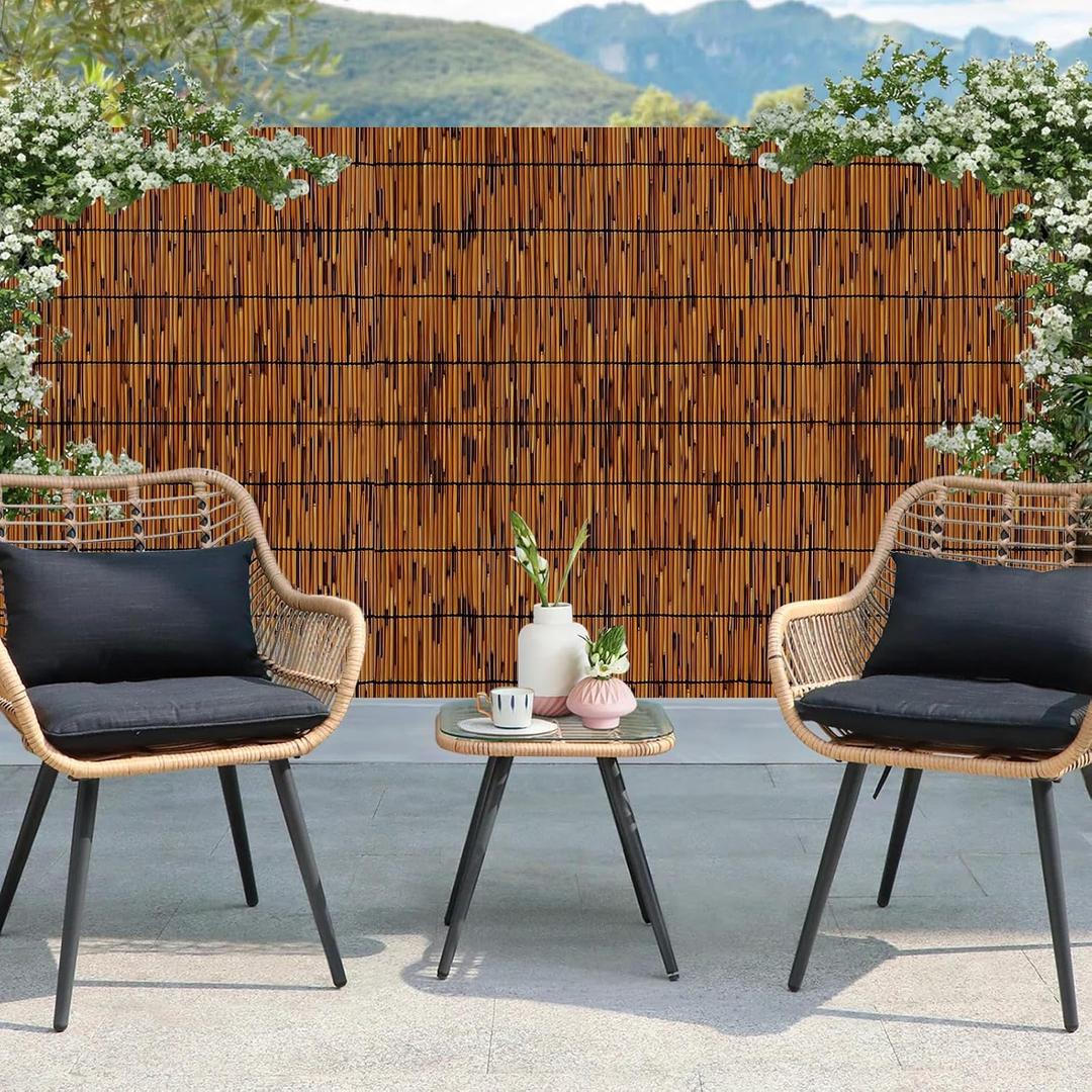 Natural Bamboo Reed Fence, 4FT x 16.4FT,Bamboo Privacy Screen for Garden, Decorative Fence for Outdoor Privacy Screening, Sun Blocking, Decorative Divider, Brown