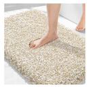 Yimobra Bathroom Rugs Non Slip Washable 36x24, Ultra Soft and Water Absorbent Bath Mats, Plush Fluffy Shower Mat Outside, Luxury Microfiber Thick Matts for Bathroom Floor/Tub, Light Beige and White