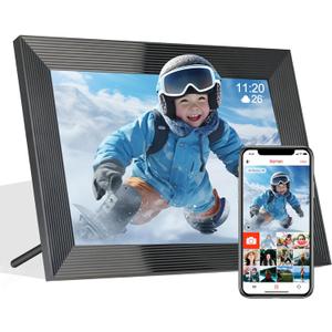 FRAMEO 10.1 Inch Smart WiFi Digital Photo Frame,16GB Memory, 1280 * 800 HD Touch Screen, Auto-Rotate, Pictures Videos Instantly, Birthday,Gifts for Men/Women/Mom/Grandparents(Black)