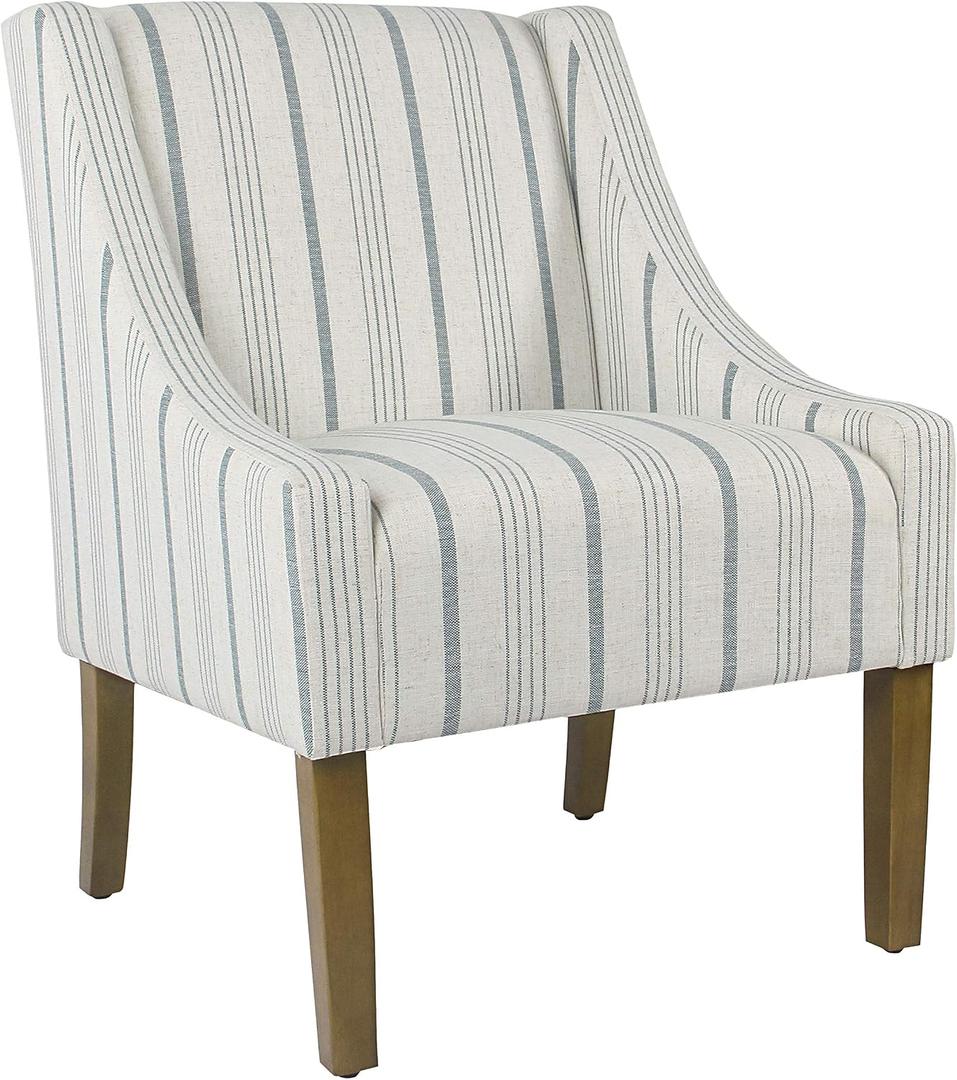 HomePop Classic Swoop Arm Accent Chair - Ivory & Gray Stripe, 24.75"Wx27.5"Dx35.25"H
