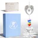 Handcrafted Pet Memorial Crystal Ornament Rainbow Prism Sun Catcher with Keepsake Card, Sympathy Gift for Loss of Dog or Cat Paw Designs, Heart