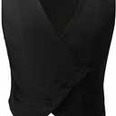 GORGLITTER Men's Suit Blazer Vest V Neck Button Down Wrap Sleeveless Jacket Casual Business Formal Waistcoat Black, Medium