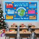 Geyoga Winter Holidays Around The World Bulletin Board Decorations Winter Holiday Bulletin Board Set with Christmas Chinese New Year Hanukkah Diwali Kwanzaa Solstice Poster Cutout School Wall Door