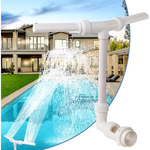 Swimming Pool Waterfall Fountain Spray - 2 Fountain Heads Water Sprinkler, Cool & Warm Pool Spa Water Temperatures, Water Fun Pool Aerator Backyard Decor for Above & In-ground Indoor Outdoor Pools (Dualwhite)