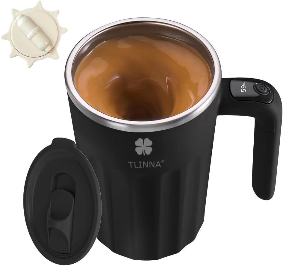 TLINNA Drink Stirrer,Self Stirring Mug,Self Stirring Coffee Mug,Suitable for Coffee, Milk, Cocoa and Other Beverages (Black)