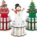 3 Pcs Christmas Money Holder, Wooden Money Holders, Christmas Ornament Money Holder with 10 Holes Cake for Table Decor Personalized Money Cash Gift Can be Written On The Back