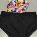 Aleumdr Womens Tankini Bathing Suit Modest Two Piece Swimsuit Ruffle V Neck Swim Tank Top with High Waisted Bottom (Medium, A2 Floral Black)