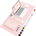 TOWWI Dual Sided Desk Pad, Large Desk Mat, Waterproof Desk Blotter Protector Mouse Pad, Leather Desk Pad Large for Keyboard and Mouse (36" x 17", Blue/Pink)