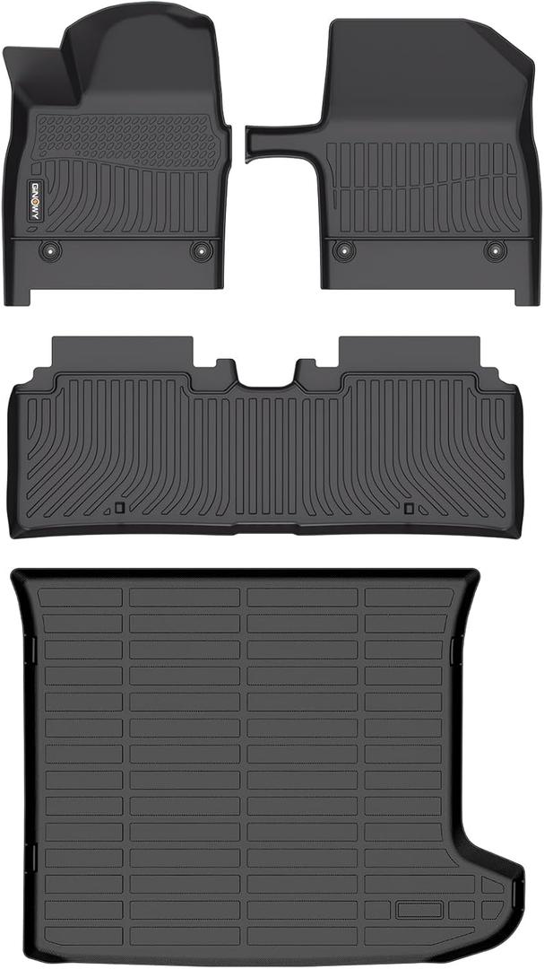 GINOWY-Floor Mats & Cargo Liner for Full Set for Kia EV6 2025 2026, TPE All Weather Protection Car Mats EV6, Custom for Floor Liners, Anti-Slip Trunk Mat EV6 Accessories Black