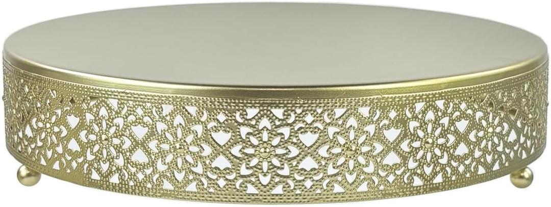 Cake Stand, Metal Round Cupcake Dessert Stand Cake Display Holder Cookies Fruit Serving Tray Decor for Wedding Party Birthday Baby Showers Anniversary (Gold, 12in)