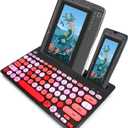 HUO JI Wireless Keyboard Multi-Device, Bluetooth and 2.4G Dual Mode for iPad, Switch to 3 Devices for Cellphone, Tablet, PC, Smart TV, iOS Android Windows, Black Pink