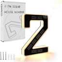 ISUNMEA 6.7 Inch Solar Lighted House Numbers for Outside, Light Up Waterproof LED Address Signs for Houses, Backlit Illuminated Exterior Modern House Numbers Light (2-Black, 6.7IN)