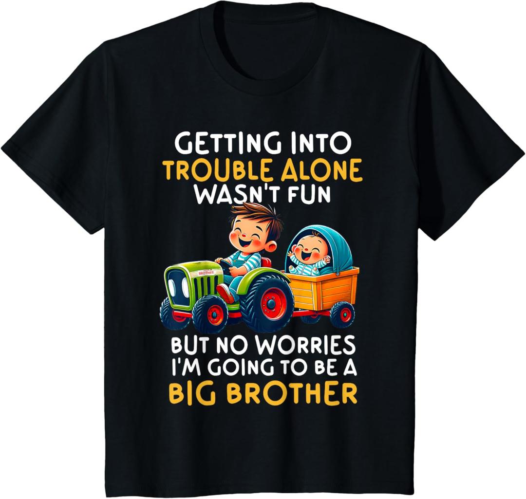 Kids Promoted to Big Brother 2025 Funny Tractor Boys Big Brother T-Shirt, 2T