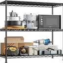 3- Shelf Metal Shelving Unit 35.6Wx14Dx36H Adjustable Storage Shelves Heavy Duty Garage Shelving Steel Wire Shelving for Laundry Bathroom Kitchen Pantry Closet Garage Black