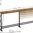 YATINEY 78.7" Console Table with Adjustable Height (27.6"-35.4") and Power Outlet, Skinny Behind Couch Table, Narrow Long Sofa Table for Living Room, Hallway, Entryway, Rustic Brown and Black CT09UBR, 78.7"L x 5.9"W x 27.6-35.4"H