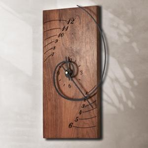 ACODE 14 Inches Fibonacci Curve Rectangular Wall Clock, Walnut Wall Clock Battery Operated Silent Non-Ticking, Wooden Clock dial with Black Spray Metal Pointer, Wall Decor,Decorative Table Clock