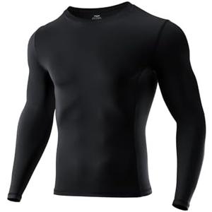 Niksa 1/2 Pack Long Sleeve Compression Shirts for Men, Workout Base Layer Athletic Gym Tops Quick Dry Running Undershirts, Large 