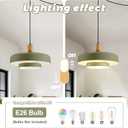Olive Green Pendant Lamp Plug in Hanging Light for Island Living Room, Mid Century Chandelier with Metal Shade On/Off Switch Adjustable 14.75FT Wire for Bedroom Kitchen Island Light