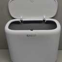 Funest Bathroom Trash Can, 3.3 Gallon Slim Trash Can with Lid, Adsorption Garbage Can with Press-Top Lid, Small White Narrow Plastic Trash Bin for Bathroom, Office, Bedroom, Living Room