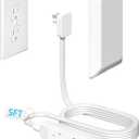 5FT Flat Extension Cord Ultra Thin Outlet Concealer with Cord Concealer Kit, Flat Outlet Extender with 3 Outlet Power Strip, Universal Size Flat Plug Power Strip for Home, ETL Listed, White