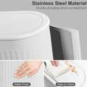 Anzoymx Bathroom Trash Cans White Stainless Steel Small Garbage Can with Pop up Lid, 1.8 Gallons Dog Proof Narrow Wastebasket, Slim Litter Trash Bins for Bedroom, Toilet, Office