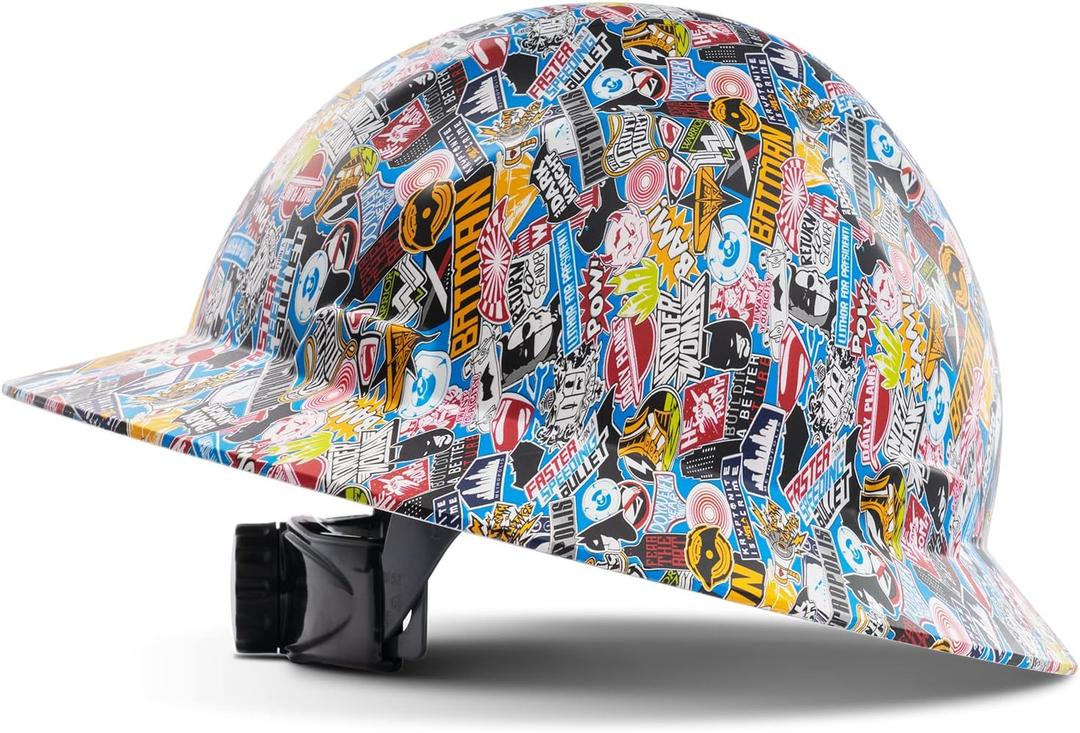 LANON Full Brim Hard Hat, OSHA Construction Work Approved, Premium Multicolor Design, FRP Safety Helmet with 4 Point Adjustable Ratchet Suspension, Class C