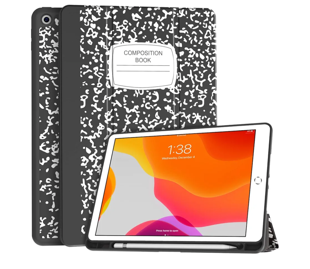 Soke Case for iPad 9th Generation 2021/8th Gen 2020/7th Gen 2019 with Pencil Holder - Premium Shockproof Case with Soft TPU Back Cover & Auto Sleep/Wake for iPad 10.2 Inch, Book Black