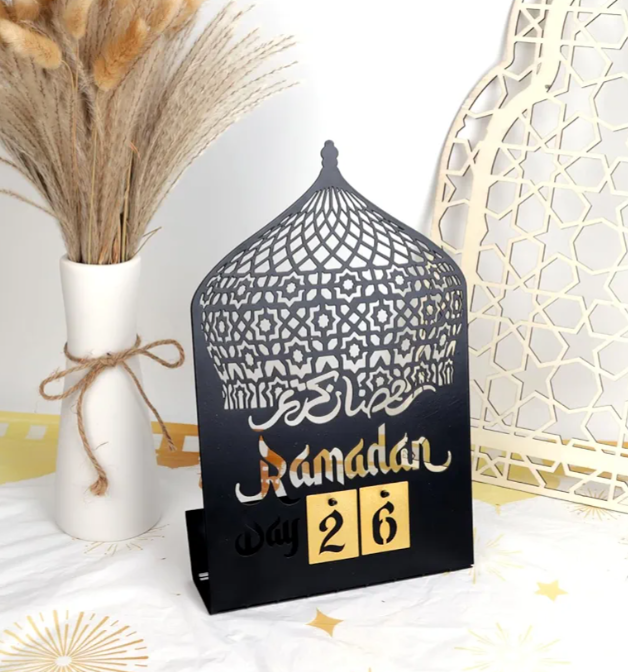 Ramadan Advent Calendar 2025 Metal DIY Countdown Calendars Eid Decorations for Home Ramadan Ornament Kids Black