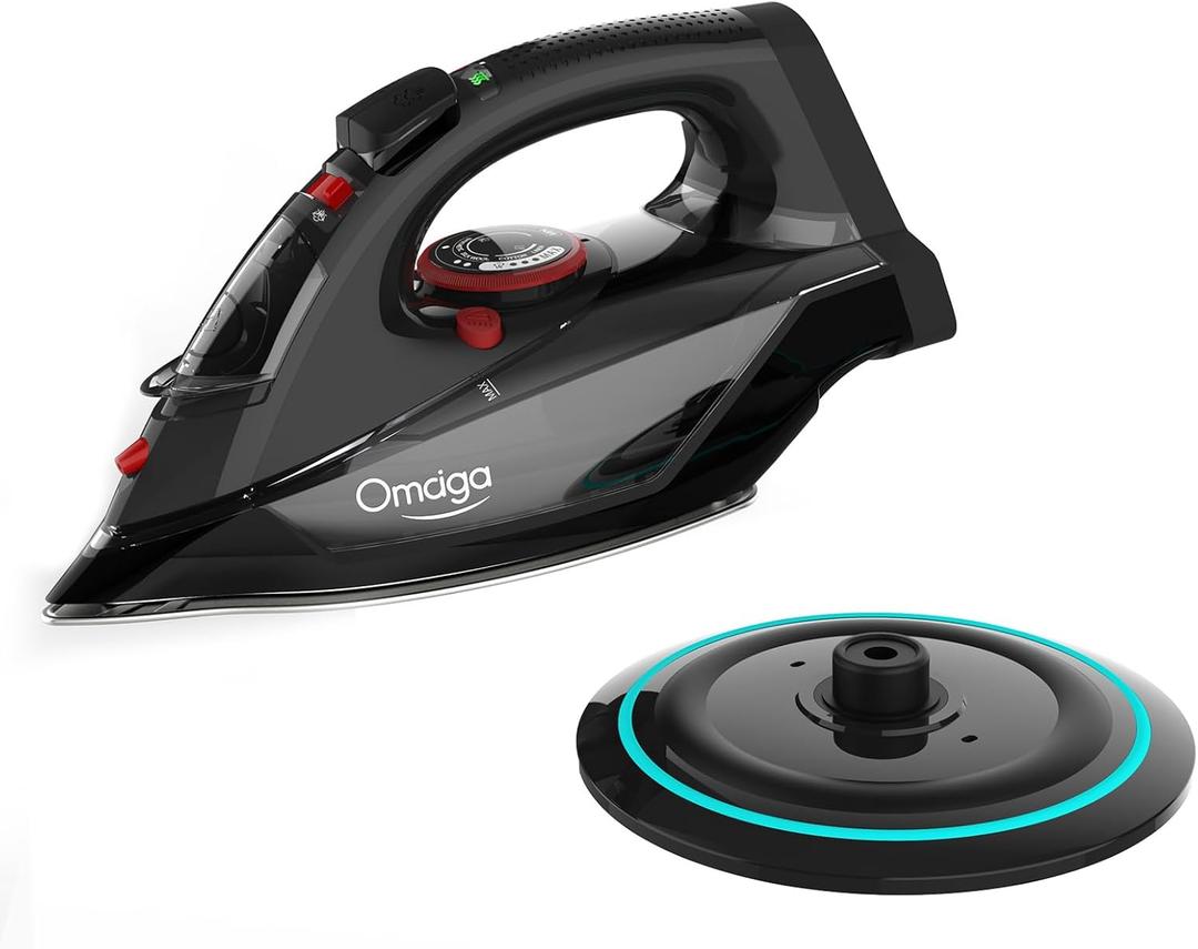 Cordless Iron, 1500W Cordless Iron with Steam - Cordless Iron for Clothes with 11.84oz Water Tank, Anti Drip Iron Cordless with Ceramic Soleplate and 3 Temperature Settings-BLACK