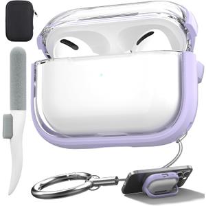 Valkit Compatible Airpods Pro 2nd/1st Generation Case Clear, Airpods Pro 2/1 Case Cover with Lock & Cleaner Kit, Soft Shockproof iPods Pro 2 Protective Case for Airpods Pro Gen 2nd/1st(2023/2022/2019)