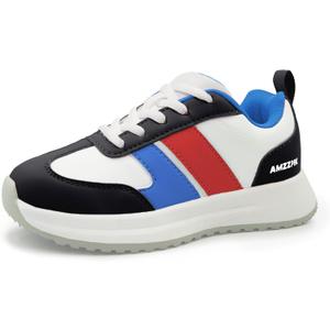 AMZZPIK Little/Big Kids Retro Sneakers Lightweight and Soft, Size: 2  (Black/White)
