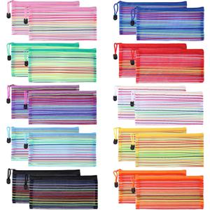 20 Pack 10 Colors Mesh Zipper Pouch Bags, Small Pouch Pencil Pouch Bulk, Cosmetics Makeup Bags Accessories Storage Bag, Home Organizing Office School Classroom Supplies