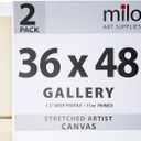 milo Stretched Artist Canvas | 36x48 inches | 2 Pack | 1.5 inch Thick Gallery Profile | 15 oz Primed Large Canvases for Painting, Ready to Paint Art Supplies for Acrylic, Oil