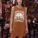 Summer Sundress for Women Graphic Mini Tank Dress Sleeveless Beach Dresses Short Casual Sun Dresses (Brown, M)