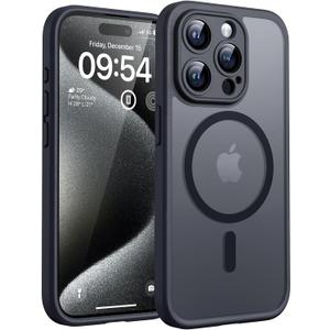 TOCOL Magnetic for iPhone 15 Pro Max Case, Upgraded Full Camera Protection, Compatible with Magsafe, Drop Protection, Translucent Matte Back Bumper Phone Cover 6.7-InchBlack