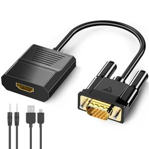 FOINNEX VGA to HDMI Adapter, 1080P Converter with USB Audio from Old Computer/Laptop/Desktop/PC VGA Source to HDMI HDTV/Monitor/Projector/Displayer, 0.33FT
