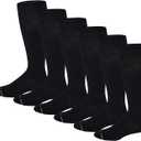 Dr. Motion Men's Knee High Compression Socks 8-15 mmHg ( 6 Pairs Pack ) (10-13, Black)
