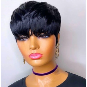 Flandi Pixie Cut Wig Human Hair Short Pixie Cut Wigs for Black Women Human Hair Glueless Pixie Wig Short Layered Brazilian Virgin Human Hair Wigs For Women Color 1B#