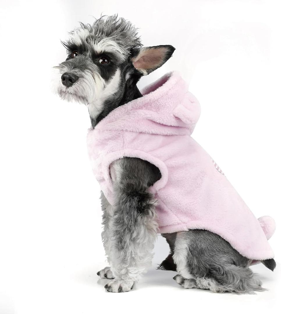 FOFOS Dog Winter Coat, Plush Dog Jacket with Leash Hole, Adjustable Warm Pet Snow Vest for  Dogs, Pink, M