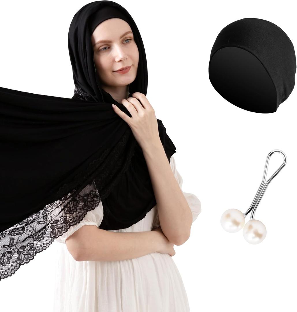 Viscose & Cotton Hijab Scarf Set for Muslim Women  Undercap & Safety Hijab Pin  Soft, Stylish & Comfortable (Pink)